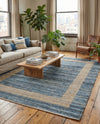 Osian Looms Collection Area Rug - Durham Rectangle Navy Blue  lifestyle 20