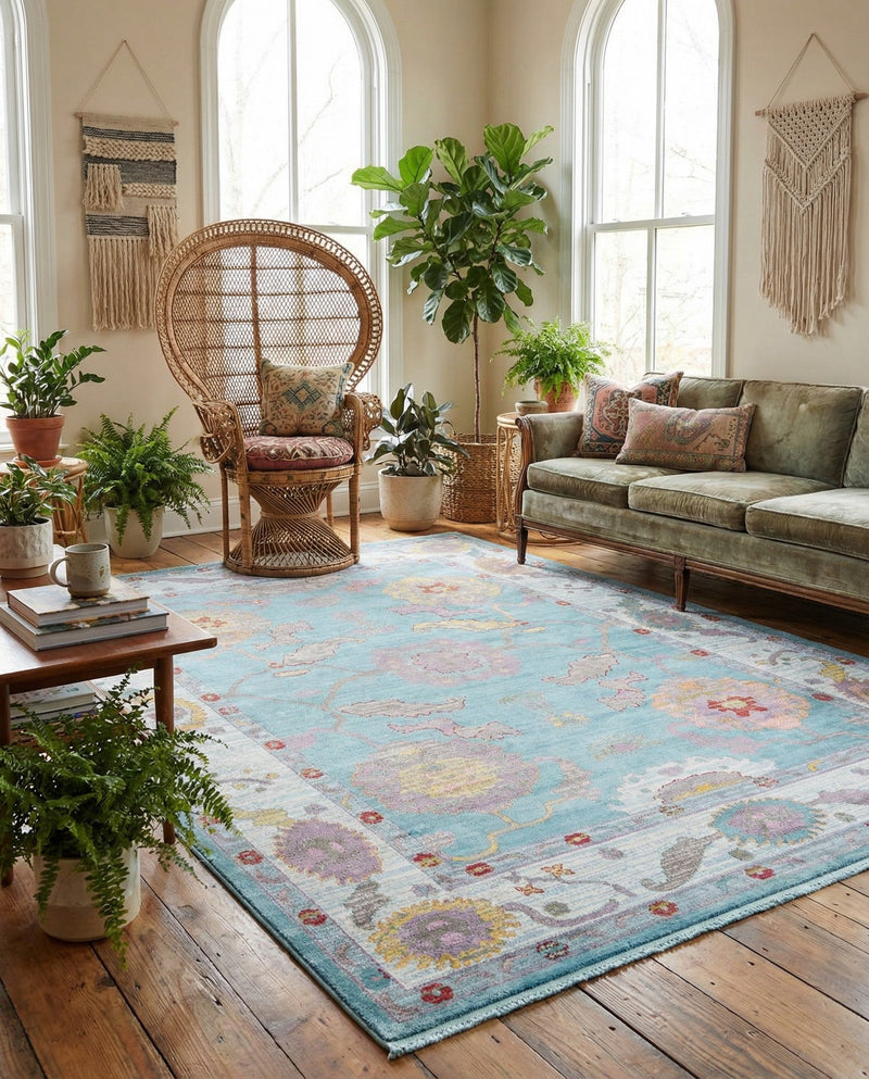 Arcadia Rugs Collection Area Rug - Eden (Aqua and Blue) Rectangle Aqua and Blue  lifestyle 8