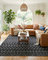 Marrakech Lattice Collection Area Rug - Medina (Black) Rectangle Black  lifestyle 12