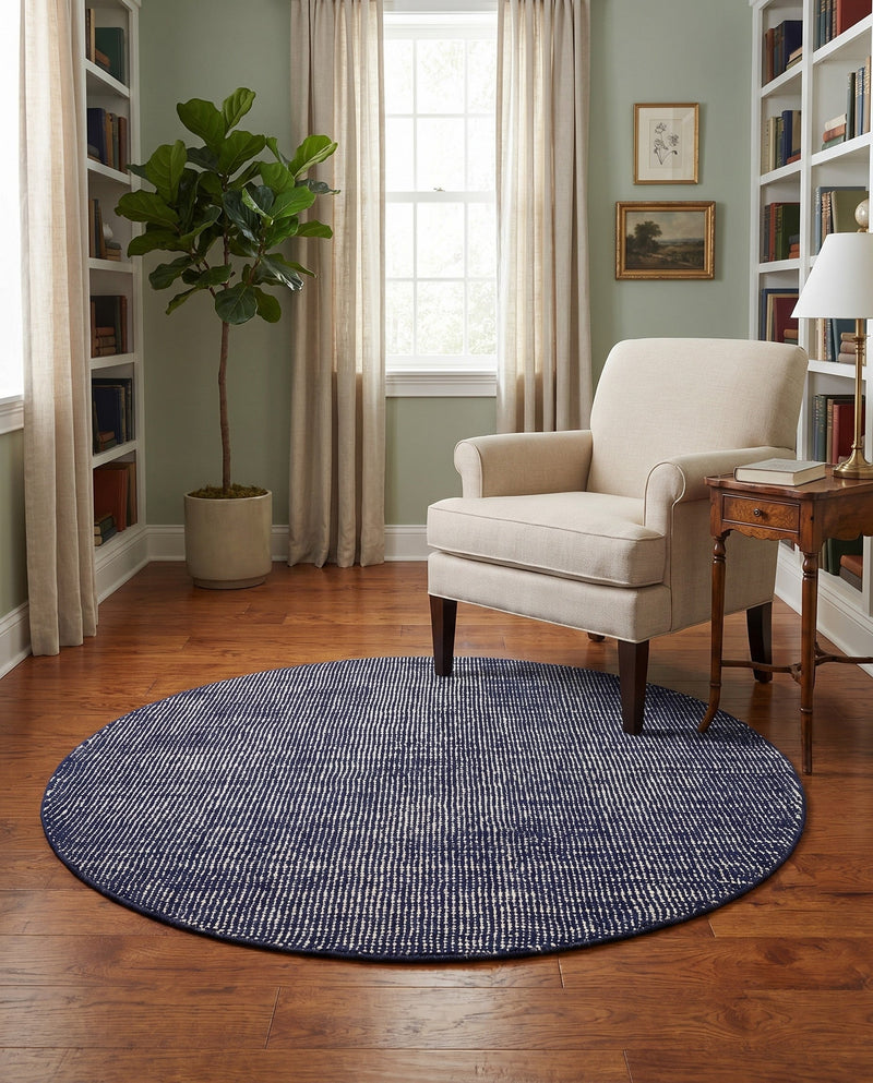 Berkshire Estate Collection Area Rug - Windsor (Blueberry) Round Blueberry  lifestyle 29