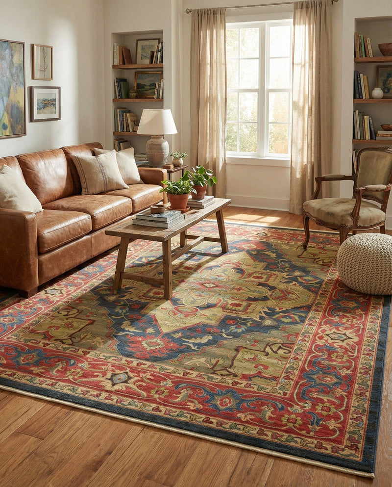 Persian Elegance Collection Area Rug -  Golestan Rectangle Navy Blue  lifestyle 46