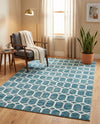 Garden Maze Retreat Collection Area Rug - Hedgegrove Rectangle Blue  lifestyle 19