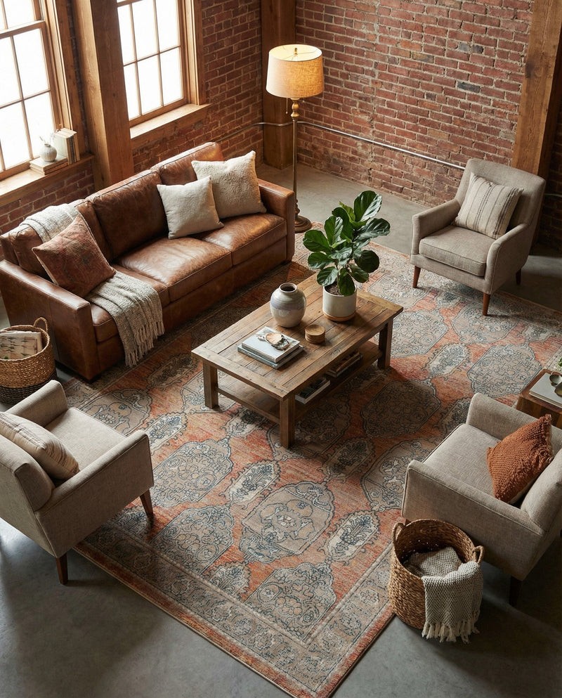 Seville Stripes Collection Area Rug -  Granada (Brick Red) Rectangle Brick Red  lifestyle 8