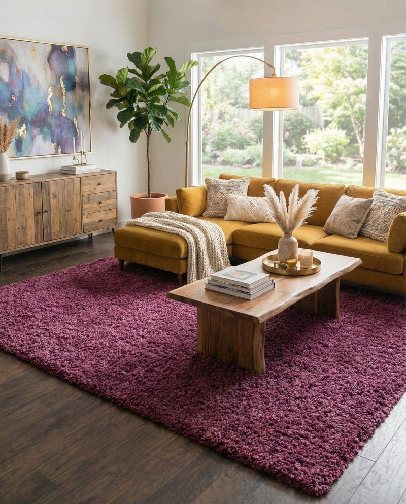 Plush Oasis Collection Area Rug - Serenity (Eggplant Purple) Rectangle Eggplant Purple  lifestyle 16