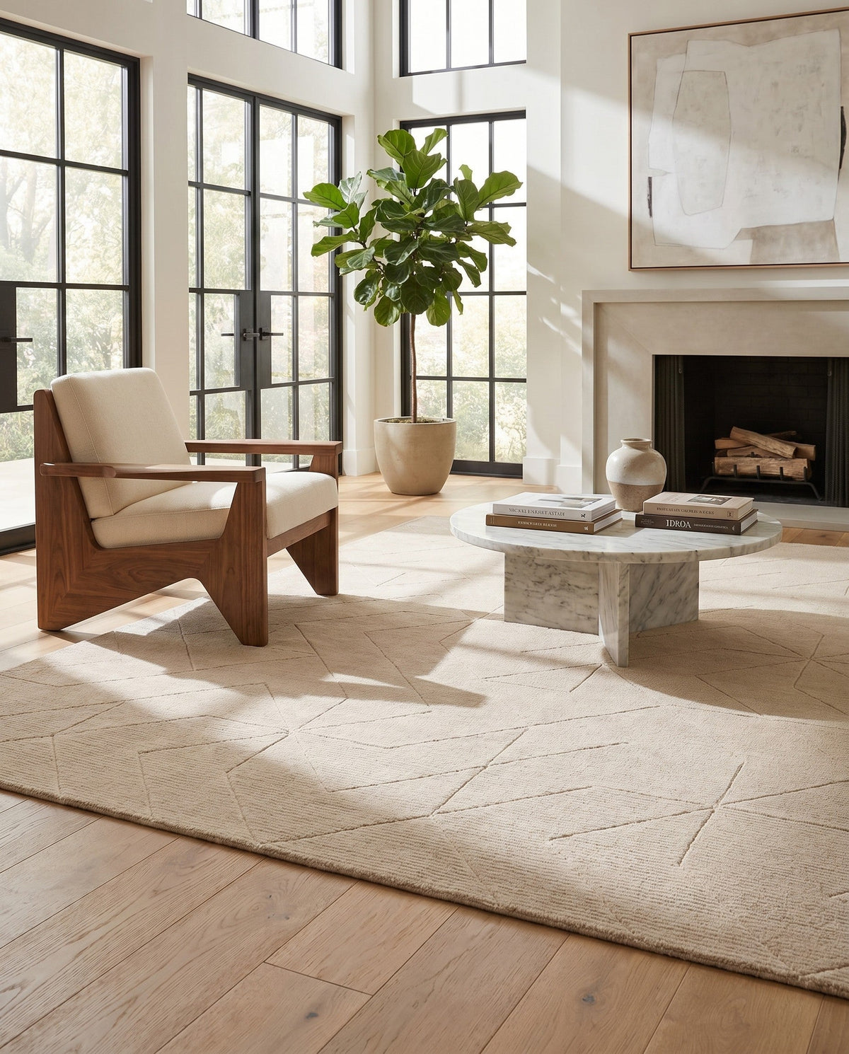 Nordic Loom Geometric Collection Area Rug - Oslo Rectangle Pearl Ivory  lifestyle 63