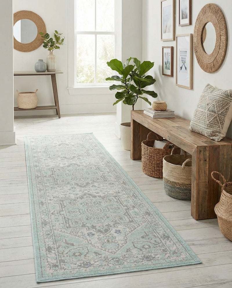 Savannah Series Collection Area Rug - Charleston (Mint) Runner Mint  lifestyle 31