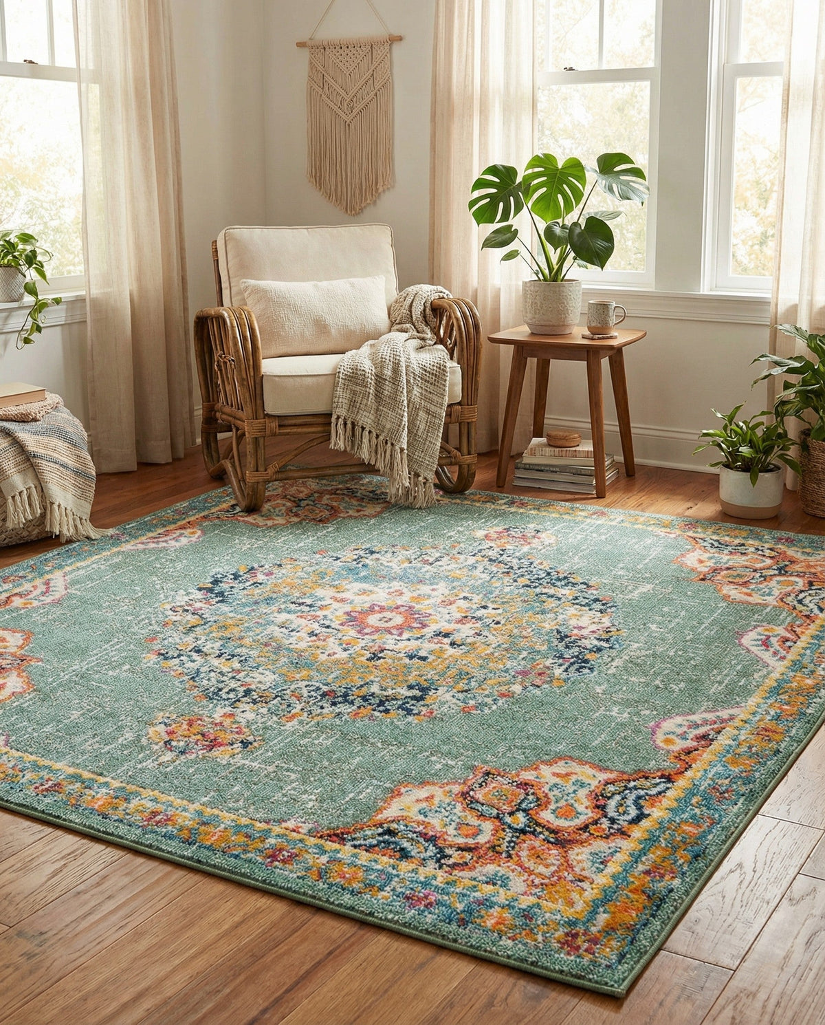 Brighton Terrace Collection Area Rug - Hove (Green) Square Green  lifestyle 120