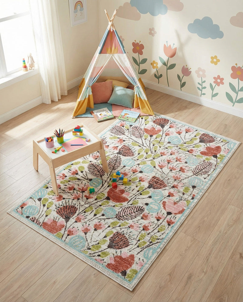 Wonder Tykes Collection Area Rug -  Fantasy Rectangle Ivory  lifestyle 15