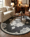 Beverly Grove Collection Area Rug - Melrose (Charcoal) Oval Charcoal  lifestyle 28