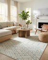 Marrakesh Lattice Collection Area Rug - Casablanca (Ivory Aqua) Rectangle Ivory Aqua  lifestyle 12