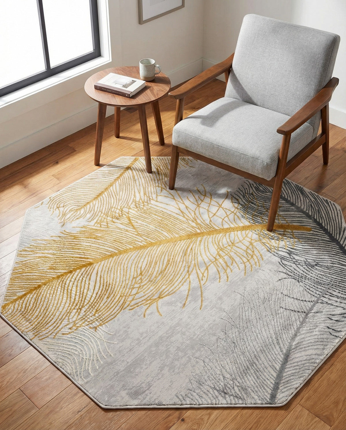 Bloomsbury Elegance Collection Area Rug -  Westminster Octagon Yellow Gray  lifestyle 158