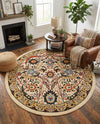 Tabriz Tapestry Collection Area Rug - Sahand (Cream) Round Cream  lifestyle 49