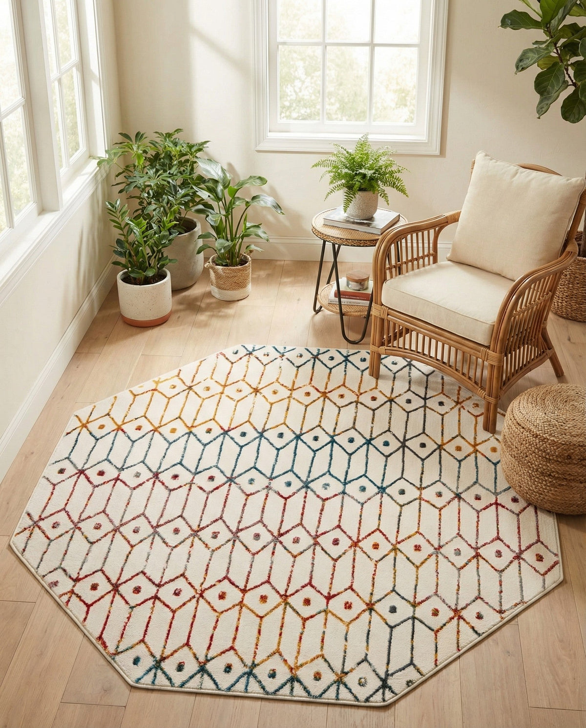 Garden Maze Retreat Collection Area Rug -  Mazeview Octagon Multi  lifestyle 84