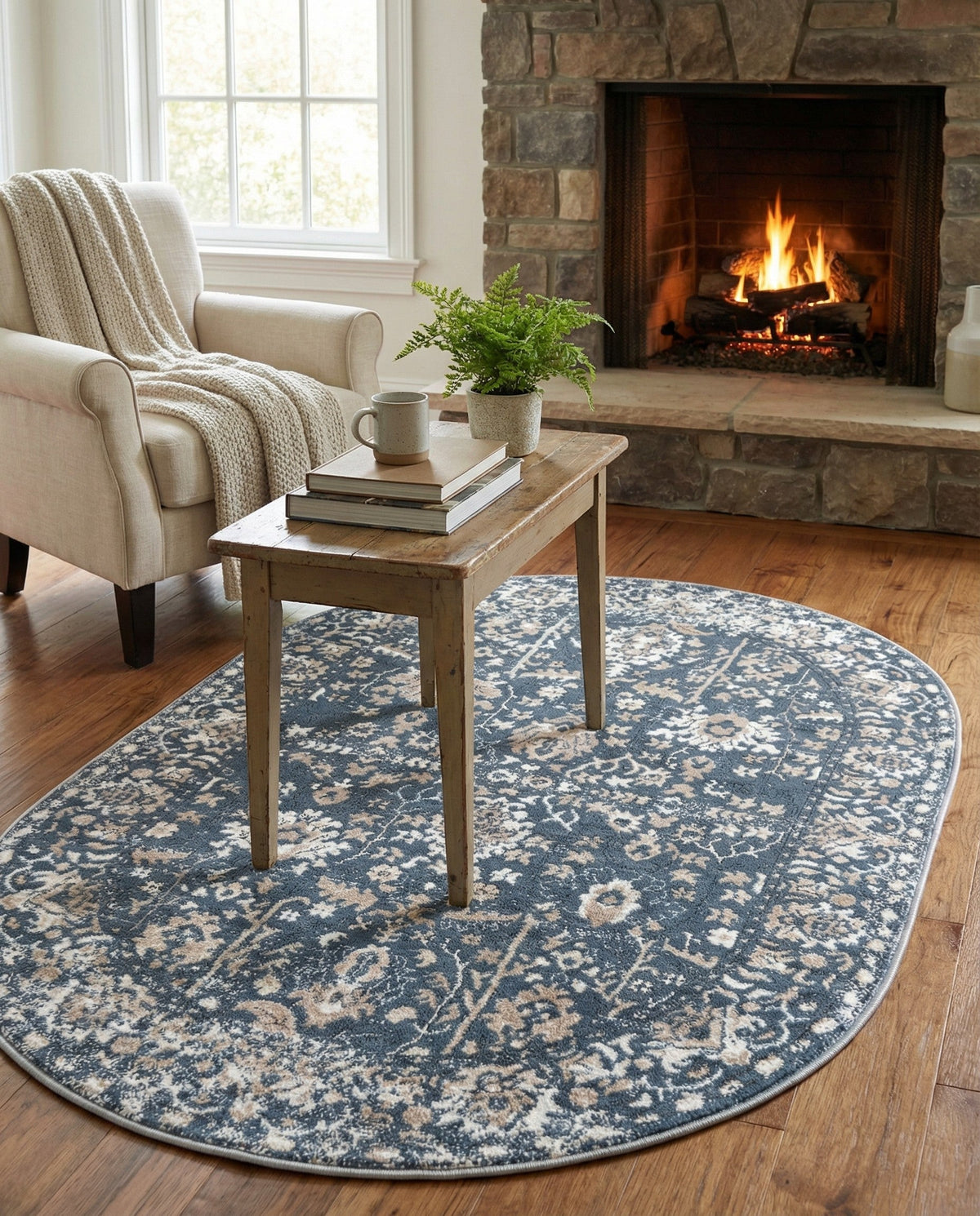 Cascade Range Collection Area Rug -  Shasta (Blue) Oval Blue  lifestyle 127