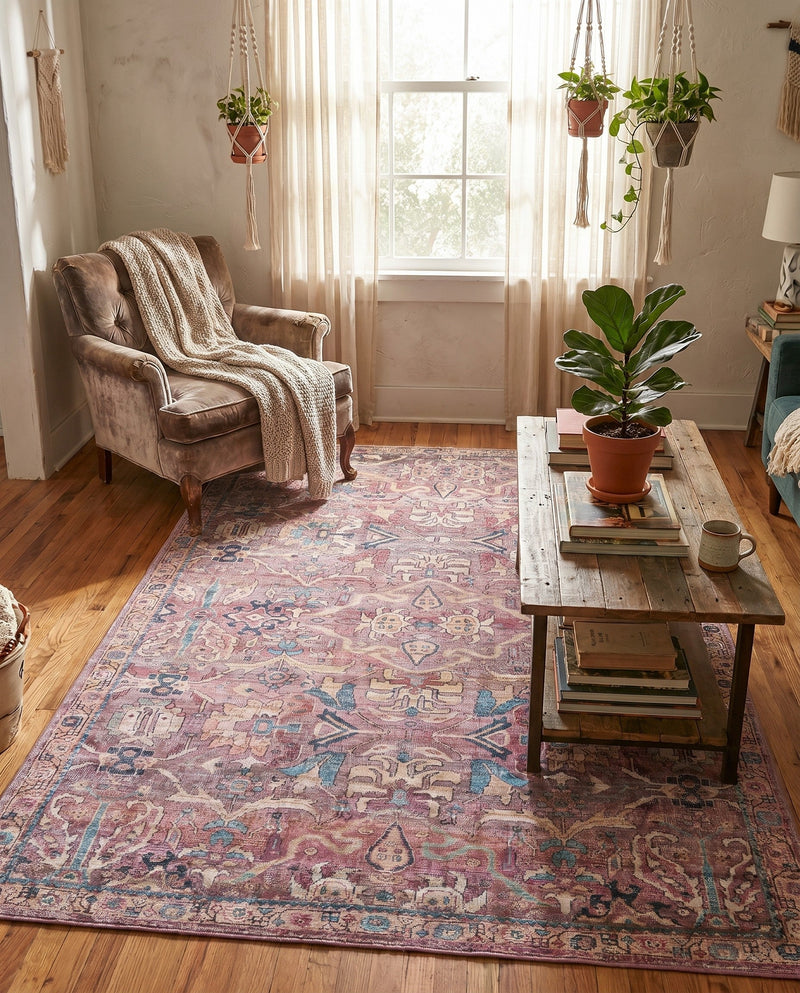Vintage Memories Collection Area Rug -  Memories Rectangle Pink  lifestyle 6