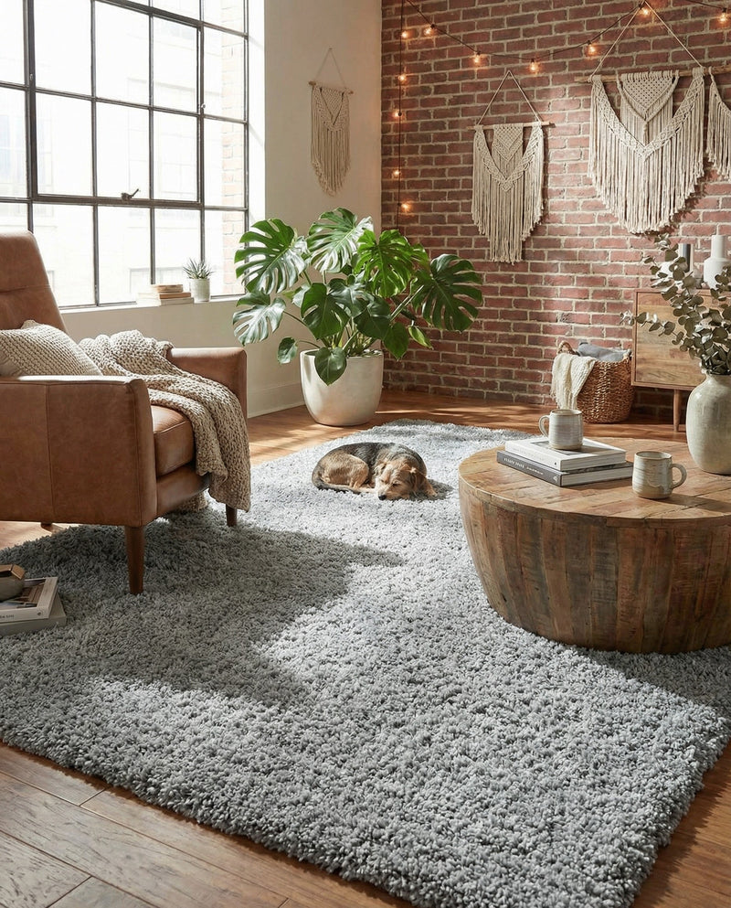 Cozy Comfort Shag Collection Area Rug - Haven (Cloud Gray) Rectangle Cloud Gray  lifestyle 18