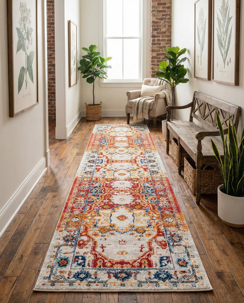 Parisian Elegance Collection Area Rug - Versailles (Rust Red) Runner Rust Red  lifestyle 57