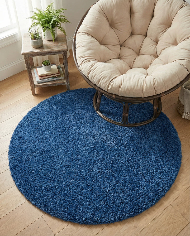 Plush Oasis Collection Area Rug - Serenity (Periwinkle Blue) Round Periwinkle Blue  lifestyle 88