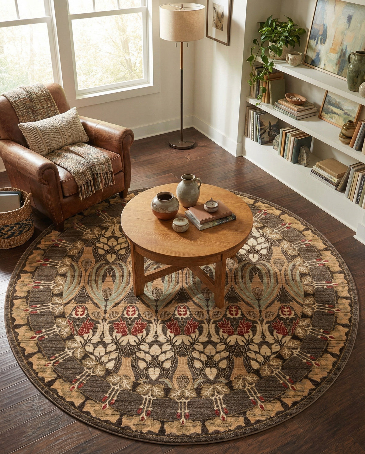 Chelsea Elegance Collection Area Rug -  Brompton (Brown) Round Brown  lifestyle 125