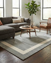 Savannah Borders Wool Collection Area Rug - Chatham Rectangle Earl Gray  lifestyle 21