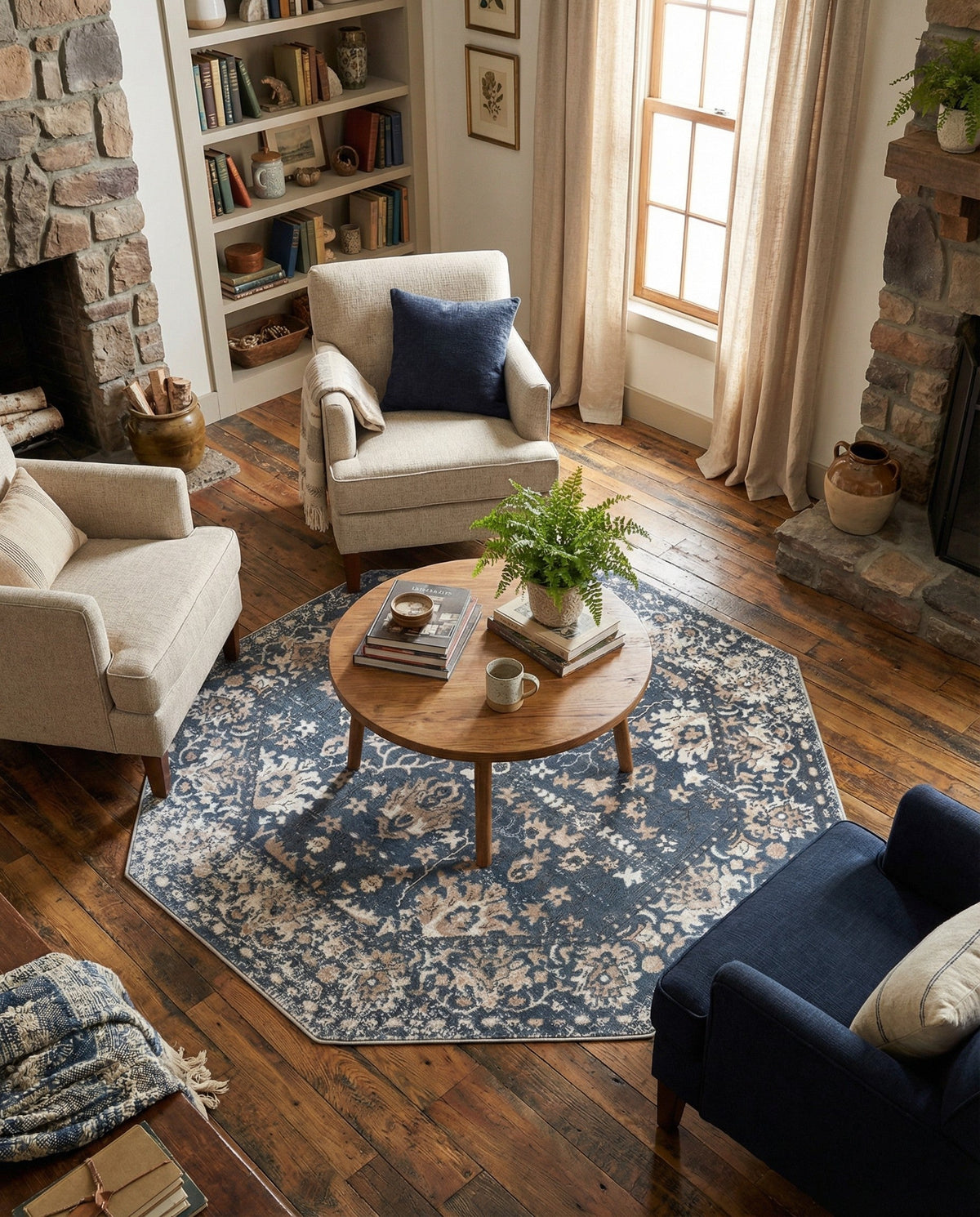 Cascade Range Collection Area Rug -  Shasta (Blue) Octagon Blue  lifestyle 88