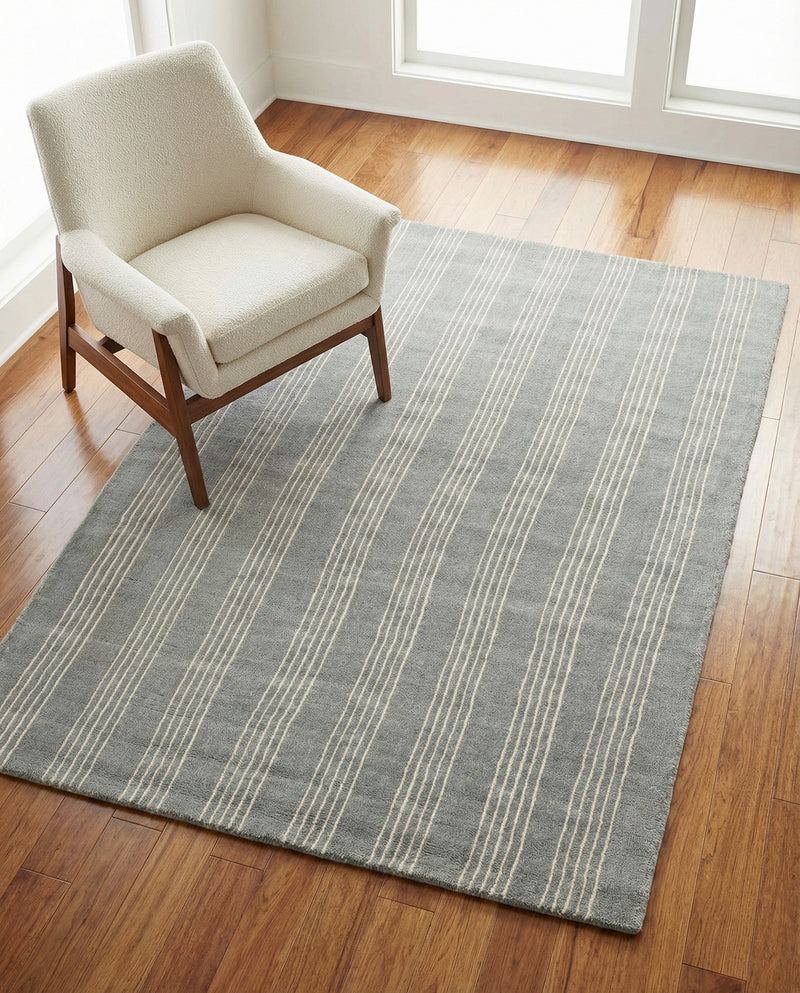 Hampton Stripes Wool Collection Area Rug - Montauk Rectangle Earl Gray  lifestyle 54