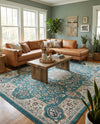 Persian Elegance Collection Area Rug -  Qom Rectangle Blue  lifestyle 12
