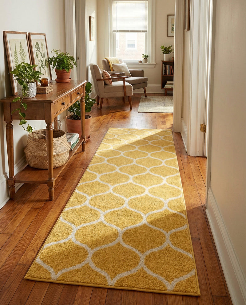 Trellis Mosaic Collection Area Rug -  Pergolatown (Yellow) Runner Yellow  lifestyle 73