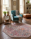 Vintage Memories Collection Area Rug -  Flashback Octagon Ivory and Pink  lifestyle 37