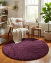 Plush Oasis Collection Area Rug - Serenity (Eggplant Purple) Round Eggplant Purple  lifestyle 79