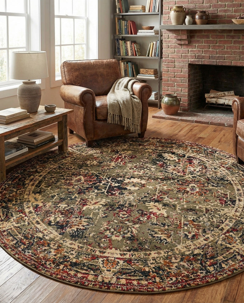 Neptune Elegance Collection Area Rug -  Galatea (Green) Round Green  lifestyle 62