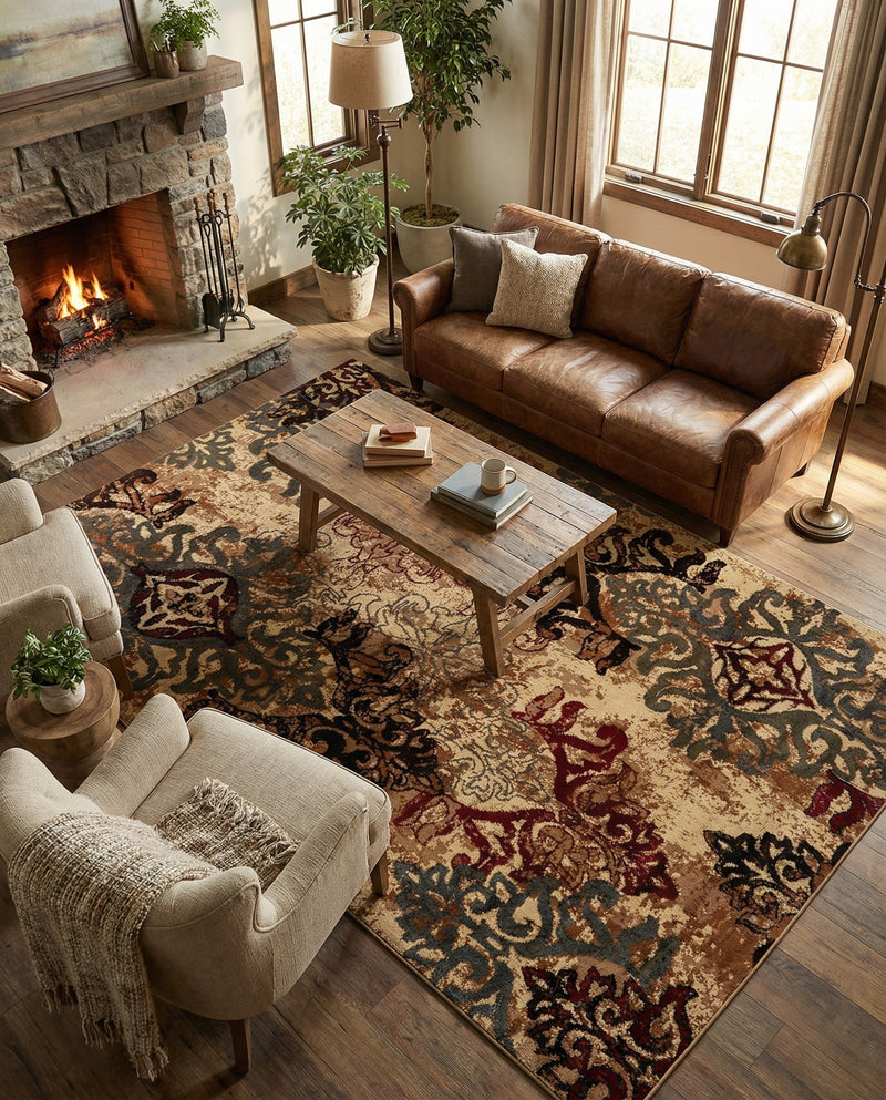 Bistro Lounge Collection Area Rug -  Piccolo Rectangle Beige  lifestyle 18