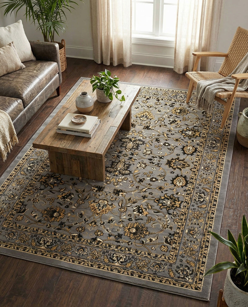 Isfahan Elegance Collection Area Rug - Naghsh-e Jahan (Gray) Rectangle Gray  lifestyle 15