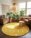 Berber Lattice Shag Collection Area Rug - Atlas (Yellow) Round Yellow  lifestyle 55