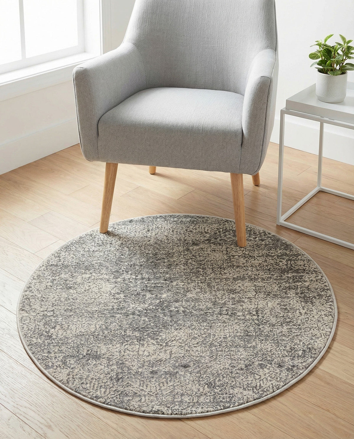 Bloomsbury Elegance Collection Area Rug -  Pimlico Round Gray  lifestyle 130