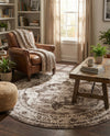 Riviera Elegance Collection Area Rug -  Menton (Light Brown) Round Light Brown  lifestyle 190