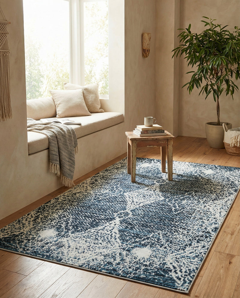 Aegean Elegance Washables Collection Area Rug -  Naxos Rectangle Navy Blue  lifestyle 16
