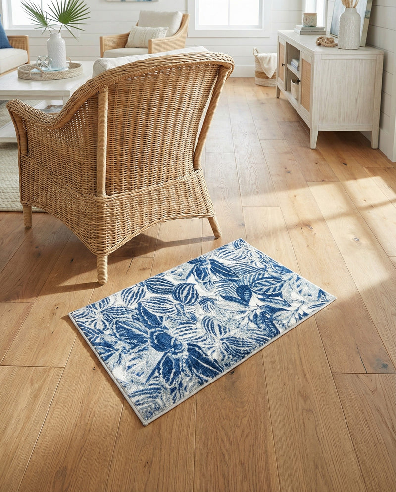 Meadow Breeze Collection Area Rug -  Bluebell Rectangle Navy Blue  lifestyle 38