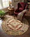Neptune Elegance Collection Area Rug -  Naiad Round Burgundy Beige  lifestyle 49