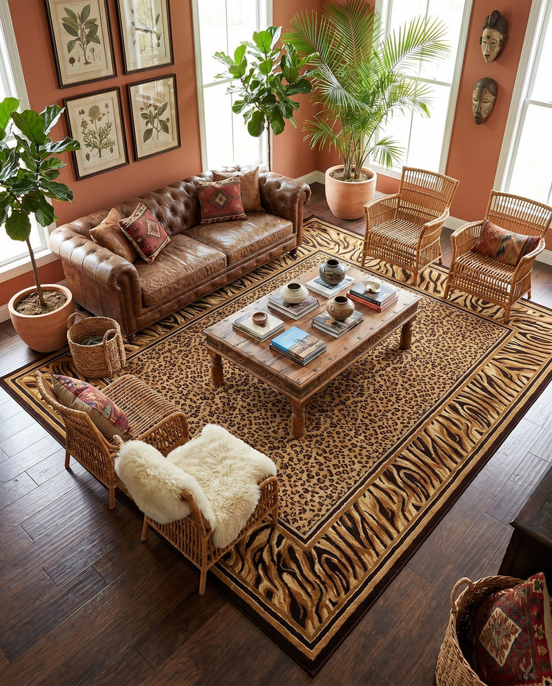 Savannah Sojourn Collection Area Rug -  Chobe Rectangle Light Brown  lifestyle 13