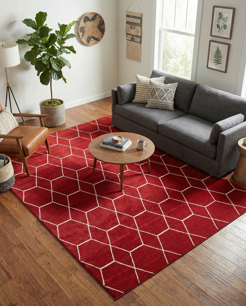 Trellis Mosaic Collection Area Rug - Arborville (Red) Rectangle Red  lifestyle 14