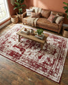 Riviera Elegance Collection Area Rug -  Menton (Burgundy) Rectangle Burgundy  lifestyle 36