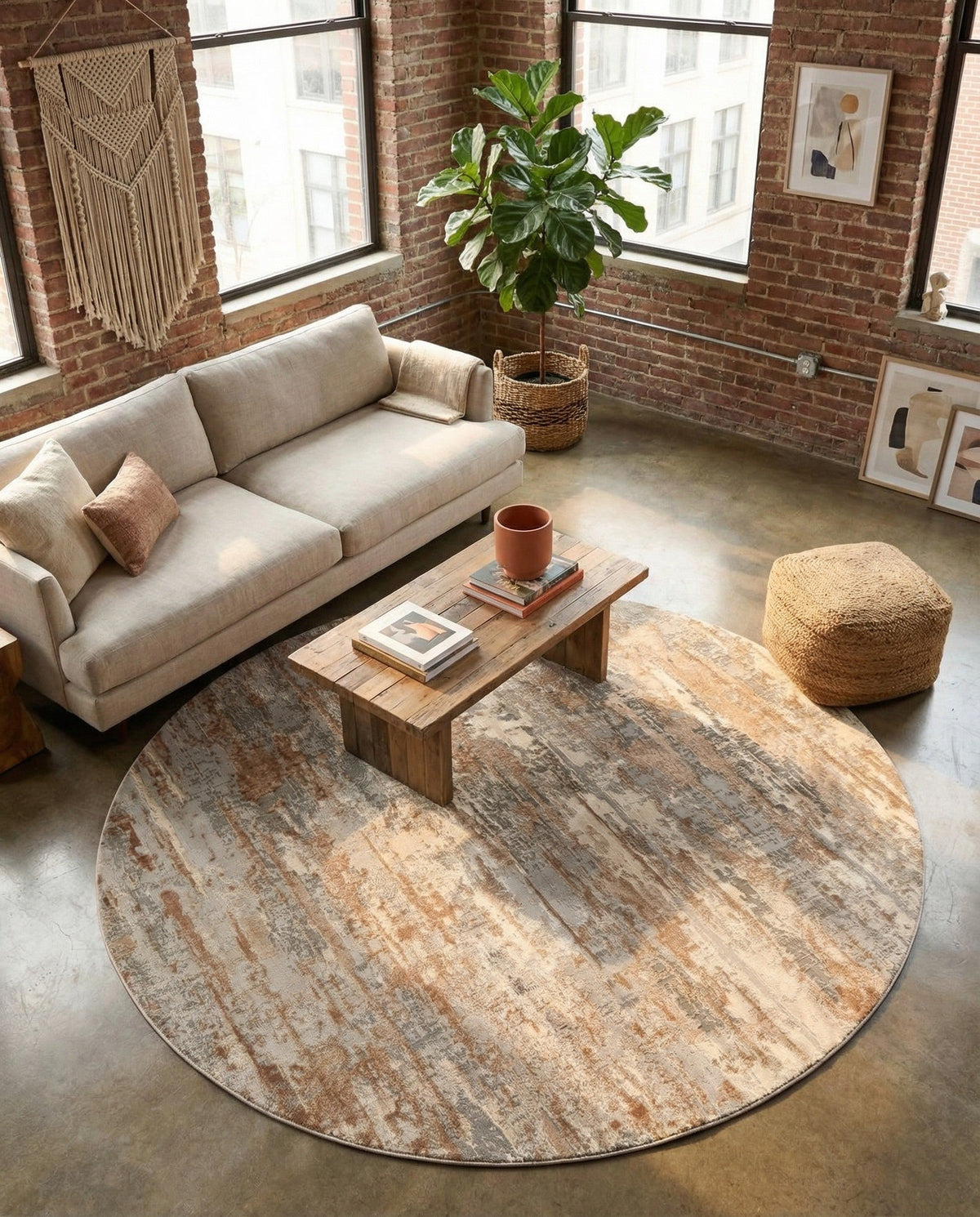 Aegean Elegance Collection Area Rug - Mesa Round Beige  lifestyle 106