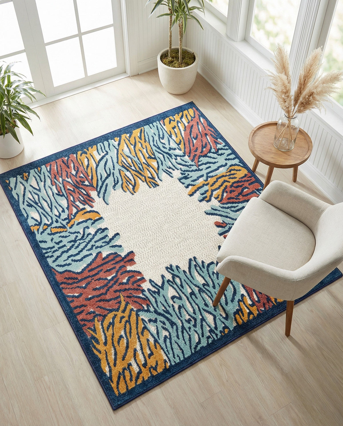Caribbean Terrace Collection Area Rug -  Tortola Square Multi  lifestyle 31