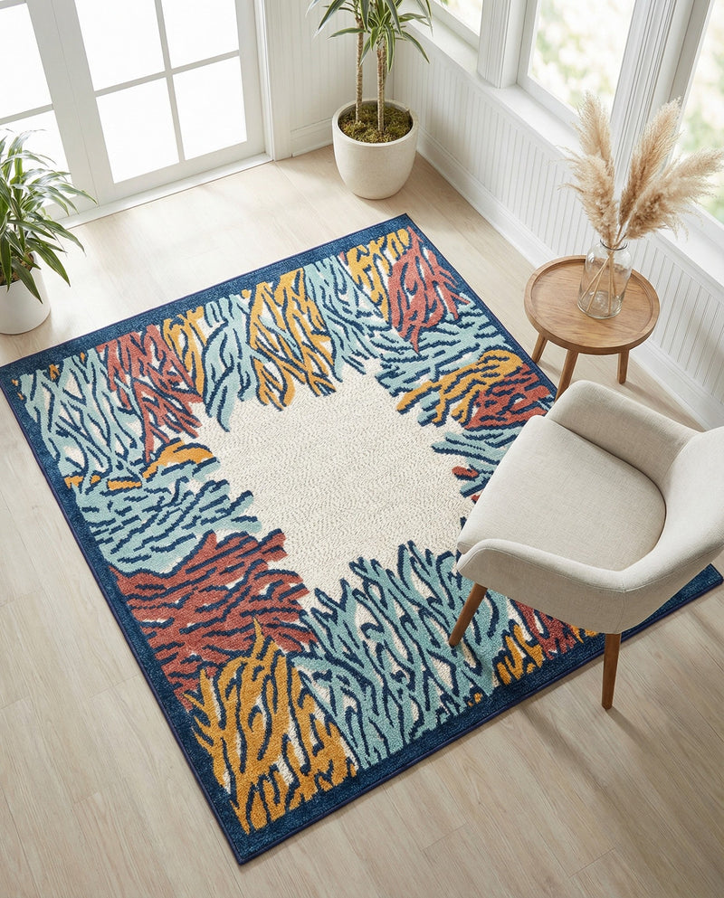 Caribbean Terrace Collection Area Rug -  Tortola Square Multi  lifestyle 31