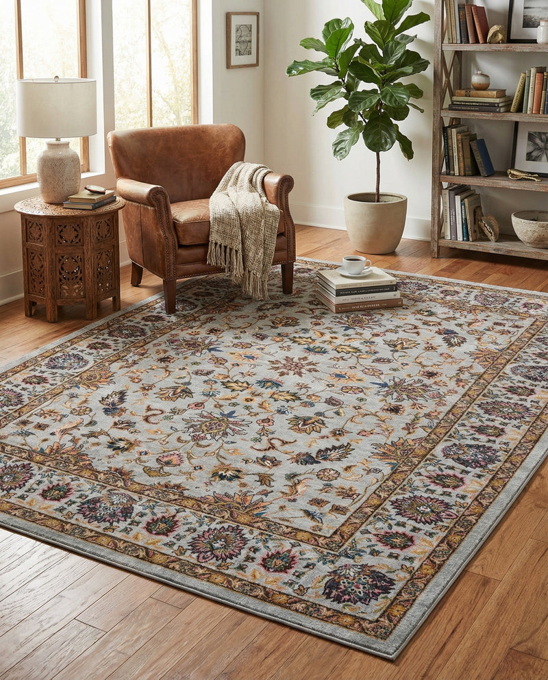 Casablanca Tapestry Collection Area Rug -  Marrakech (Cloud Gray) Rectangle Cloud Gray  lifestyle 15