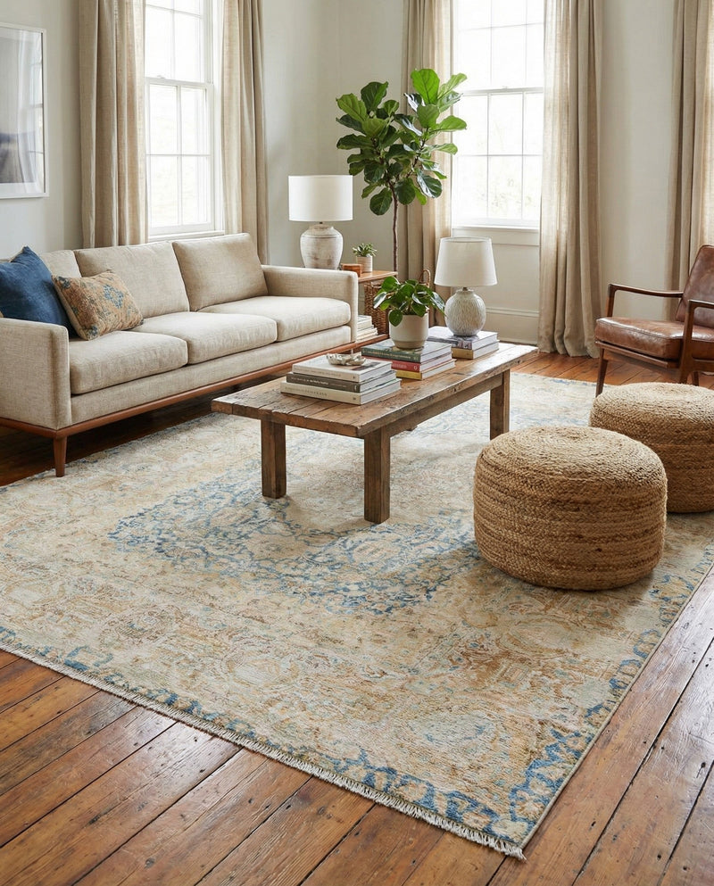 Bazaar Chic Collection Area Rug -  Kenitra Rectangle Blue and Ivory  lifestyle 15