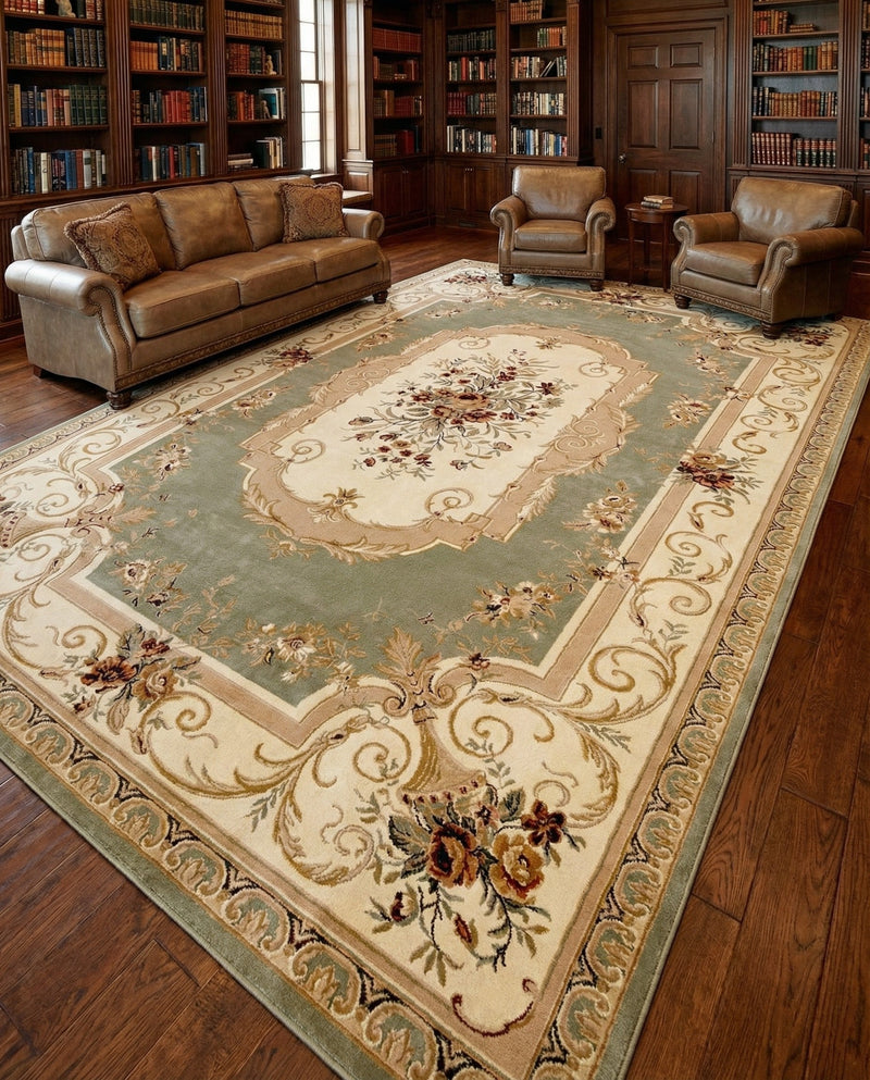Versailles Elegance Collection Area Rug -  Louveciennes (Green) Rectangle Green  lifestyle 28