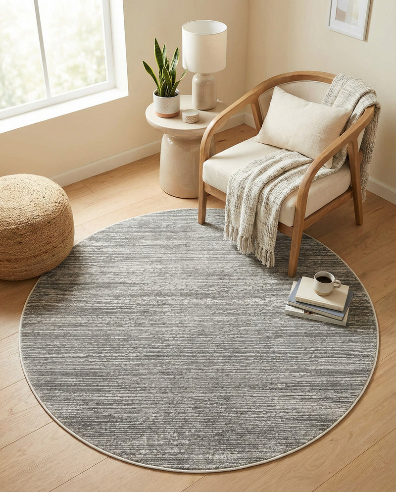 Bloomsbury Elegance Collection Area Rug -  Kensington (Gray) Round Gray  lifestyle 45