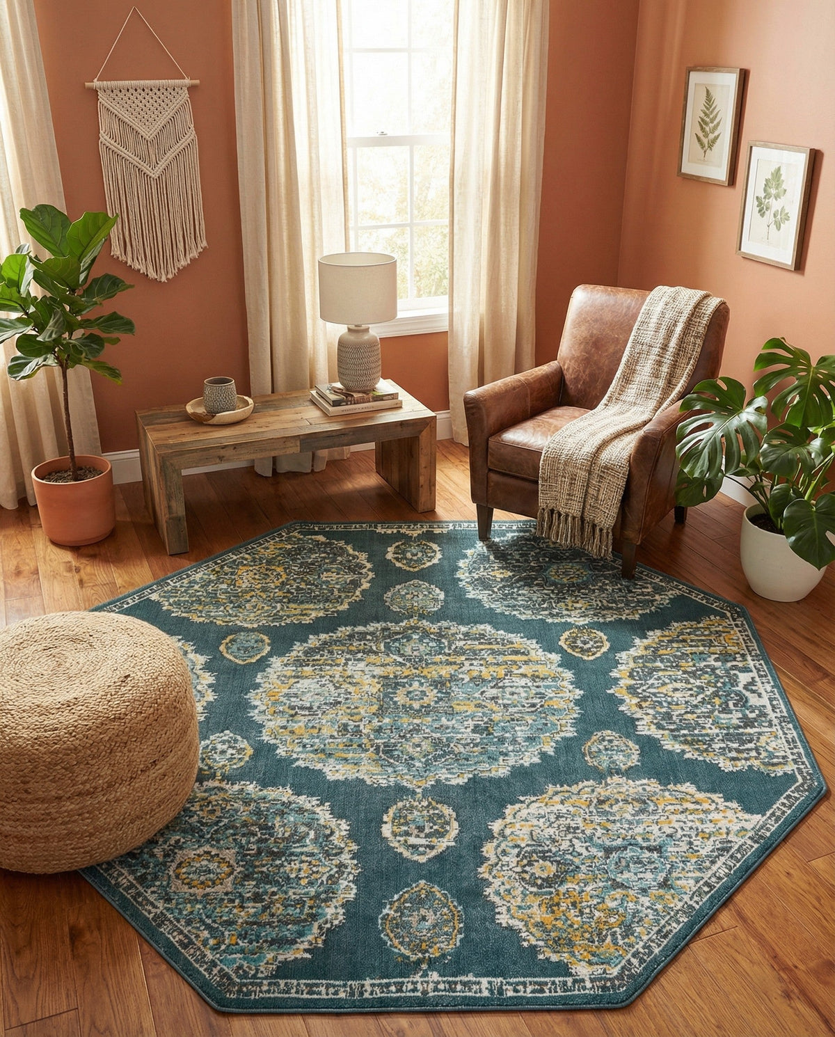 Arcadia Rugs Collection Area Rug -  Atlantis (Gray and Blue) Octagon Gray and Blue  lifestyle 72